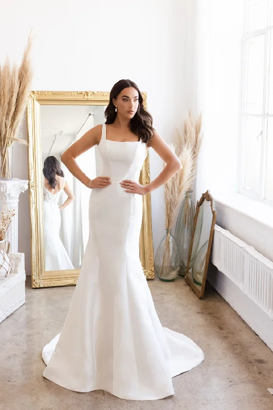 Daily Deals Fitted Satin Lace Bridal Gown by Abby Lane 97198