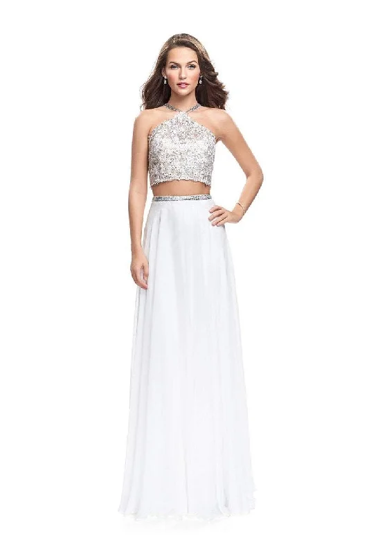 Quick Sale La Femme Gigi - 26288 Embellished Halter Chiffon Two Piece Gown