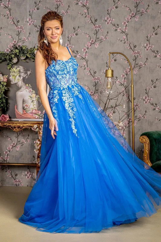 Holiday Sale Floral Applique Sleeveless Corset Gown by GLS Gloria GL3309