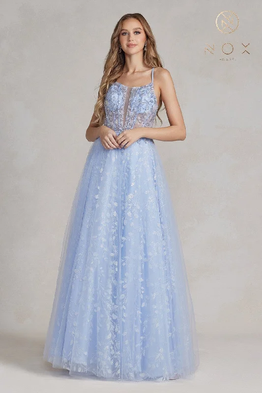 Savings Galore Applique Sleeveless Corset Gown by Nox Anabel T1084