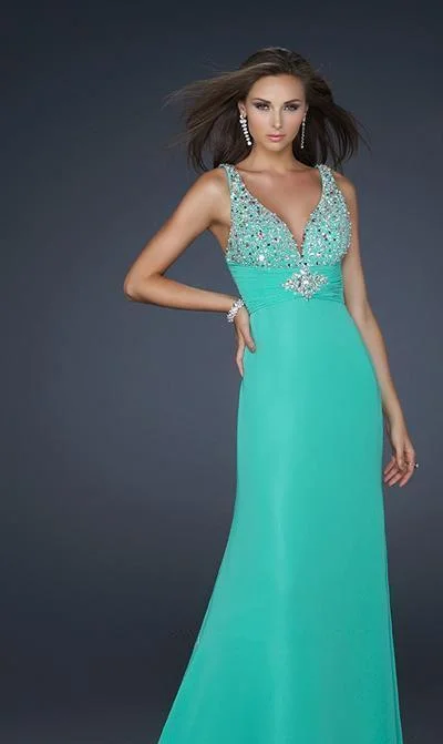 Special Promotion La Femme Gigi - 17665 Jewel Embellished V-Neck Chiffon A-line Gown