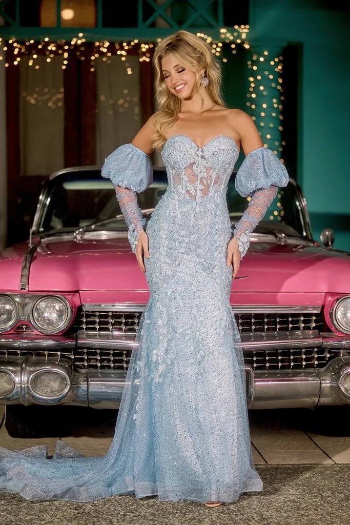 Deep Discounts Portia and Scarlett PS24144 - Lace Appliqued Mermaid Prom Gown