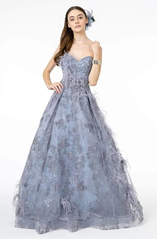 Today’s Deal GLS by Gloria - GL1834 Feather Embellished Strapless Ballgown