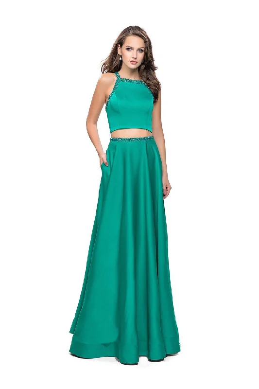Can't Be Beat La Femme - 25978 High Halter Neck Two-Piece A-line Gown