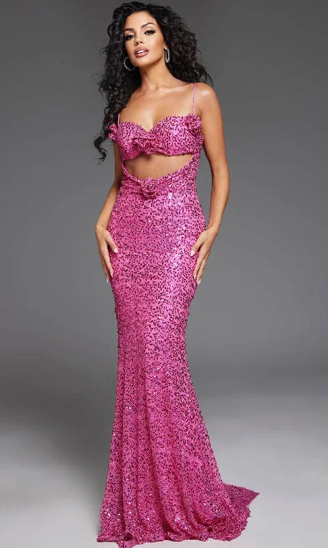 Online Only Jovani D5403 - Rosette Detail Mermaid Prom Gown