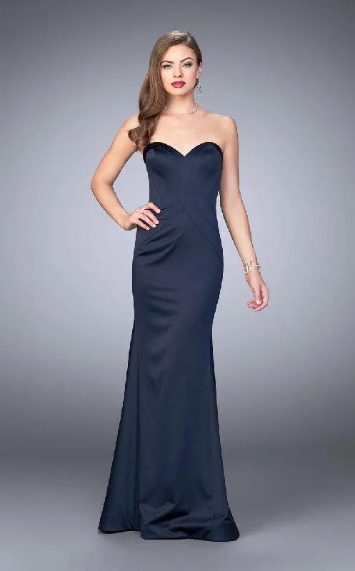 Exclusive Online Offer La Femme - 23197 Tuck-Sculpted Satin Sweetheart Long Evening Gown