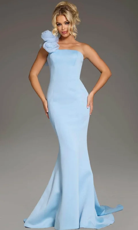 Online Only Jovani 40201 - One-Shoulder Rosette Detailed Prom Gown
