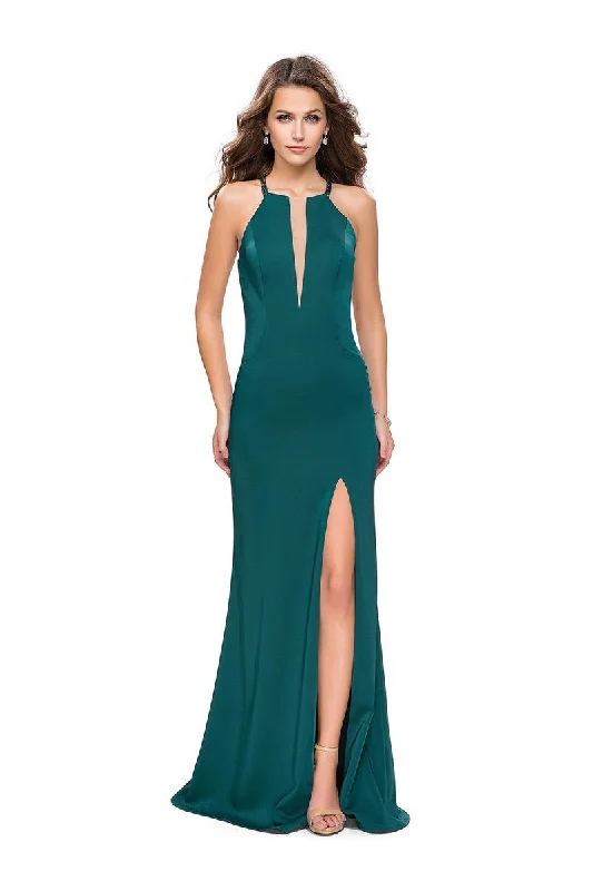 Special Discount La Femme - 25669 Plunging Halter Fitted Dress
