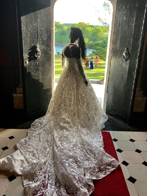 Final Markdown Other Detachable sleeves lace Ball Gown Wedding Dress