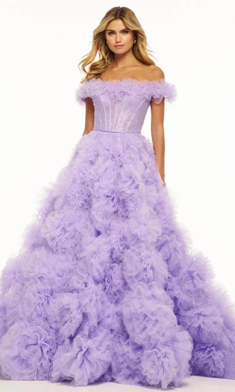 New Markdowns Sherri Hill 56095 - Ruffles Off-Shoulder Prom Gown