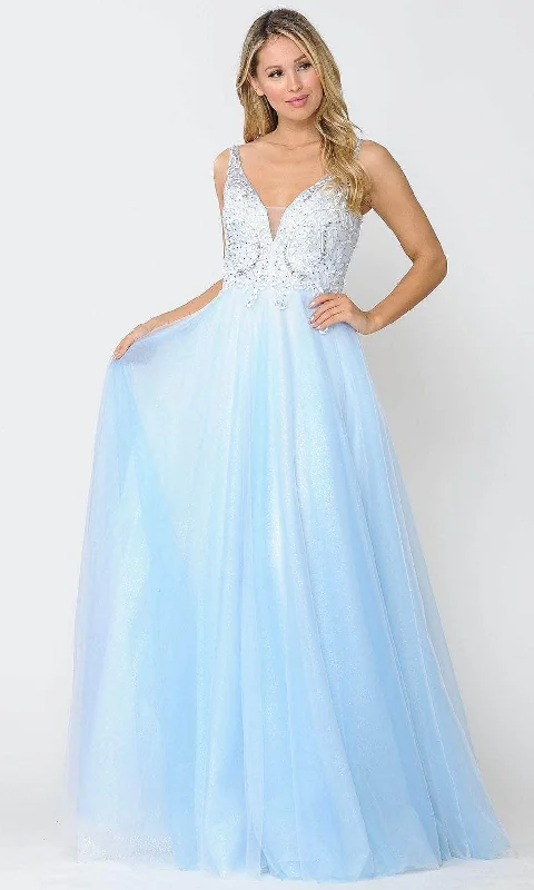 Fantastic Offers Poly USA 8354 - Sleeveless Deep V-neck Formal Gown