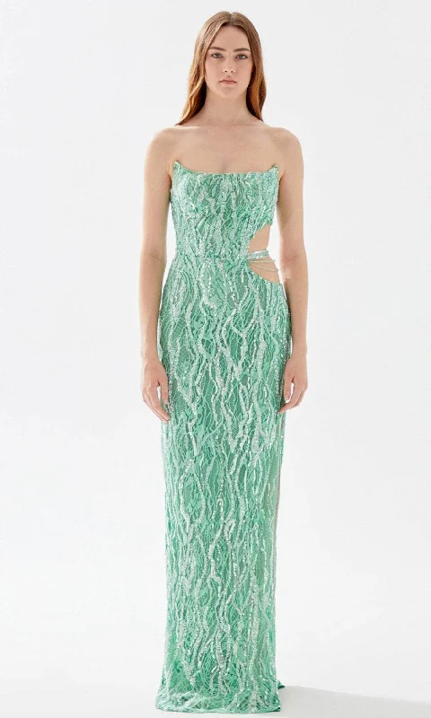 Special Offer Tarik Ediz 52084 - Cutout Ornate Lace Prom Dress