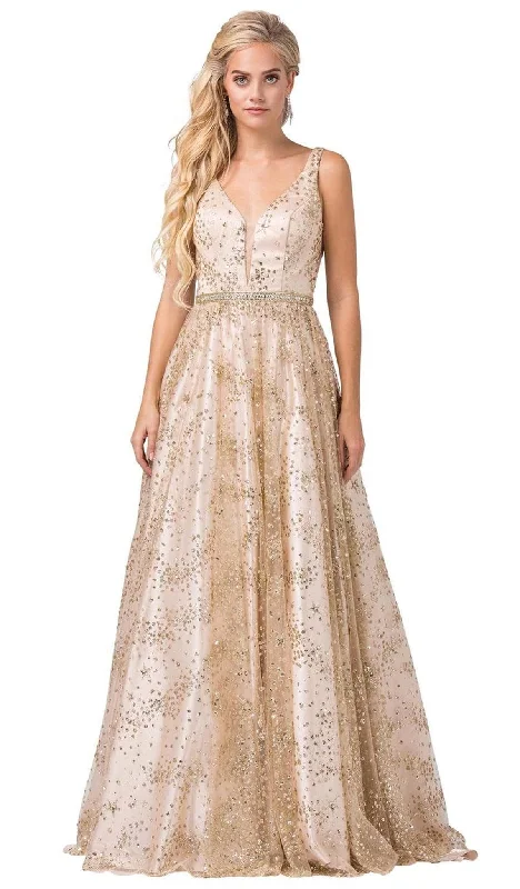 Seasonal Sale Dancing Queen - 2650 Embellished Deep V-neck A-line Gown
