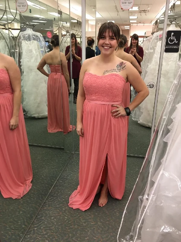 Epic Deals David's Bridal Strapless lace full length