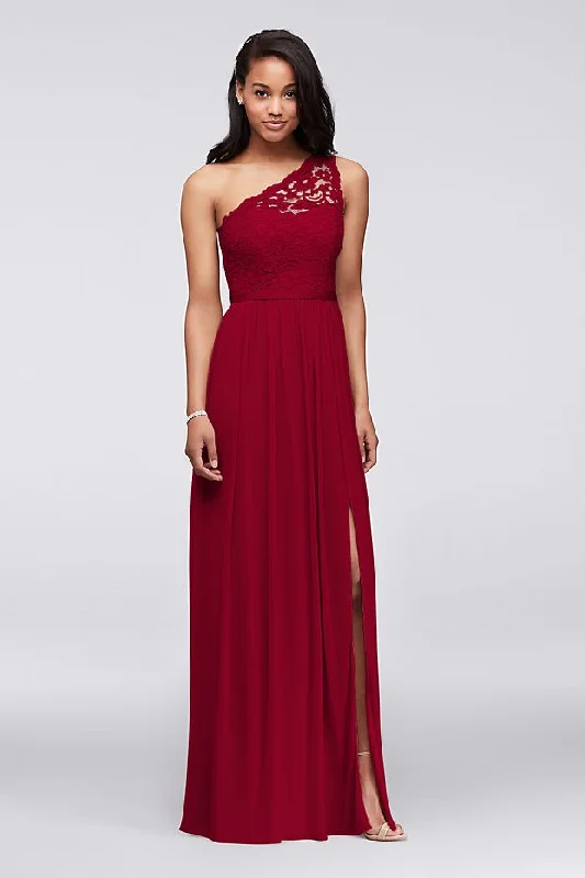 Incredible Offers David's Bridal Long One Shoulder Lace Bridesmaid Dress /F17063