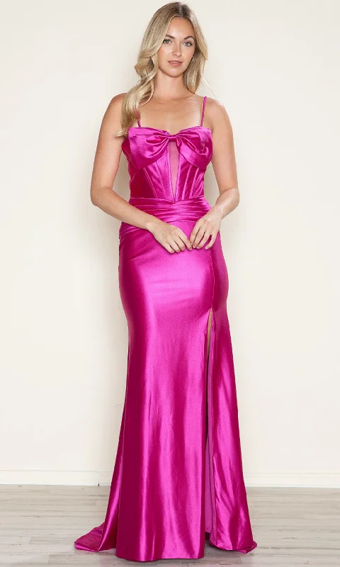 Deep Discounts Poly USA 9644 - Bow Accented Sweetheart Satin Prom Dress
