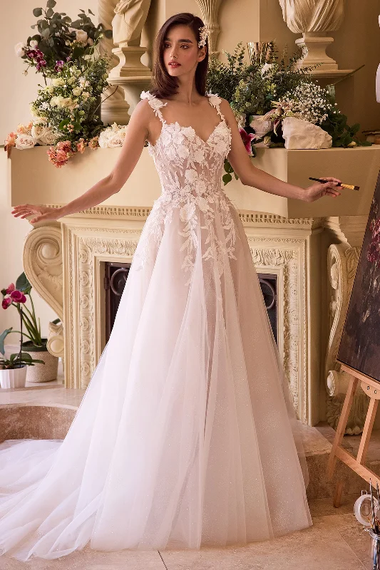 Stock Clearance Applique Sleeveless Bridal Gown by Ladivine CDS498W