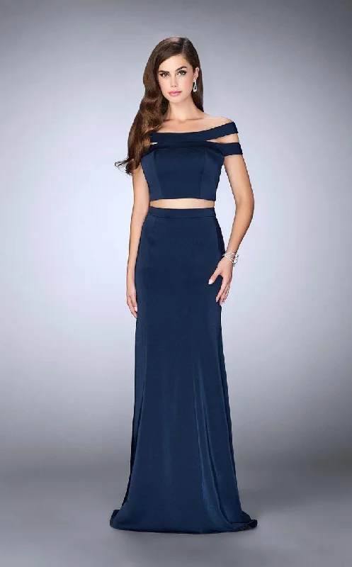 Special Savings La Femme - 24520 Exquisite Off-Shoulder Jersey Long Evening Gown