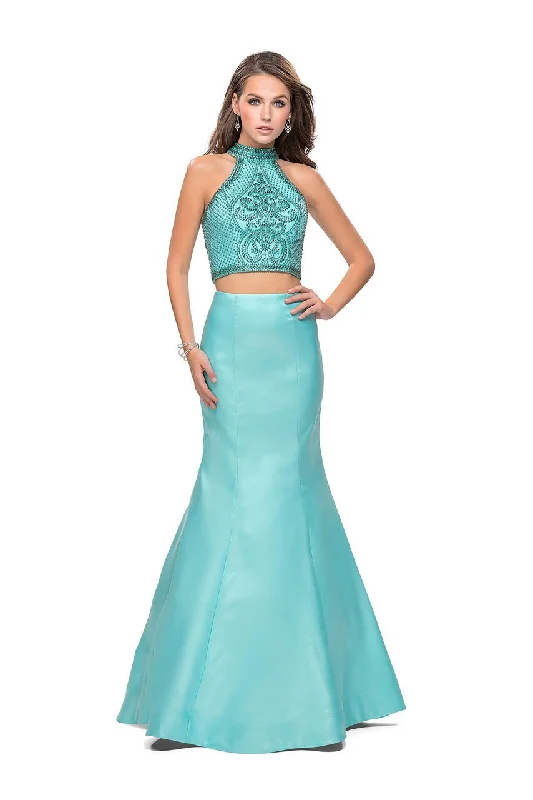 Today Only La Femme - 26255 Beaded High Neck Two-Piece Mermaid Gown