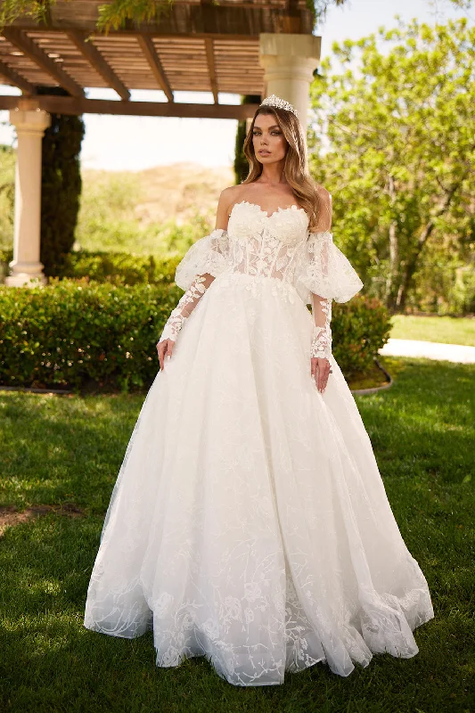 Limited Time Offer Puff Sleeve Strapless Bridal Gown by Abby Lane 97247