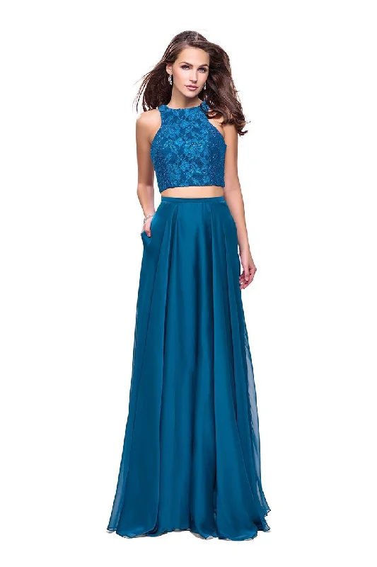 Season Finale Sale La Femme - 26087 Beaded Lace Two Piece Chiffon A-line Dress