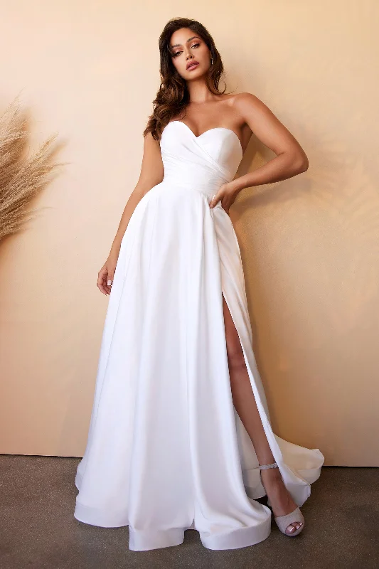 Seasonal Clearance Satin Strapless Bridal Gown by Cinderella Divine CD0166W