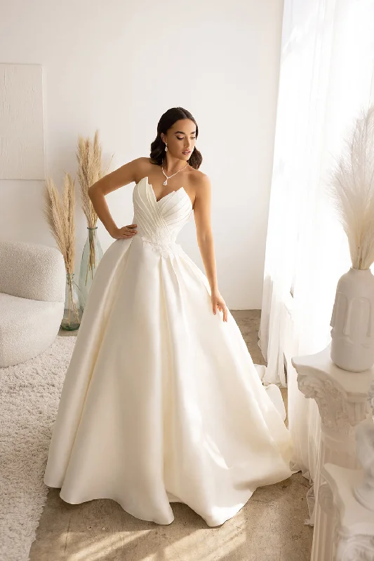 Price Reduction Satin Strapless Bridal Gown by Abby Lane 97178