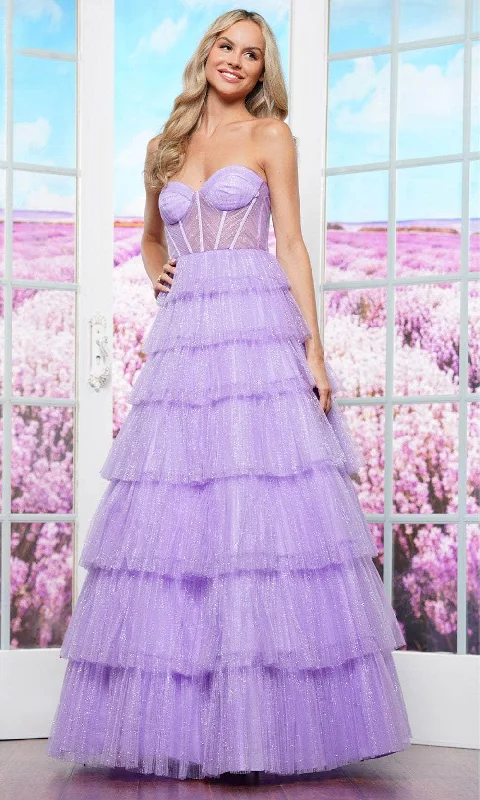 Buy More, Save More Colors Dress 3491 - Tiered Skirt Glitter Mesh Prom Dress