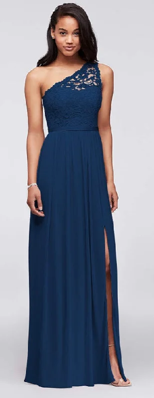 Unmissable Offer David's Bridal Long One Shoulder Lace Bridesmaid Dress F17063