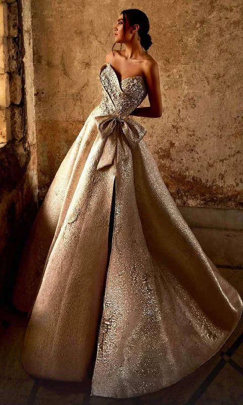 Sneak Peek Sale MNM Couture M0082 - Bejeweled Metallic Ballgown