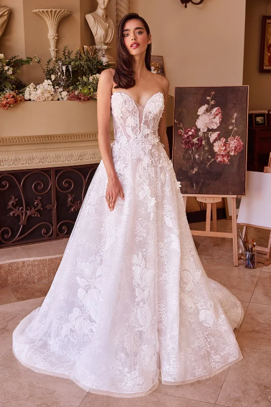 Flash Sale 3D Floral Strapless A-line Bridal Gown by Ladivine WL034