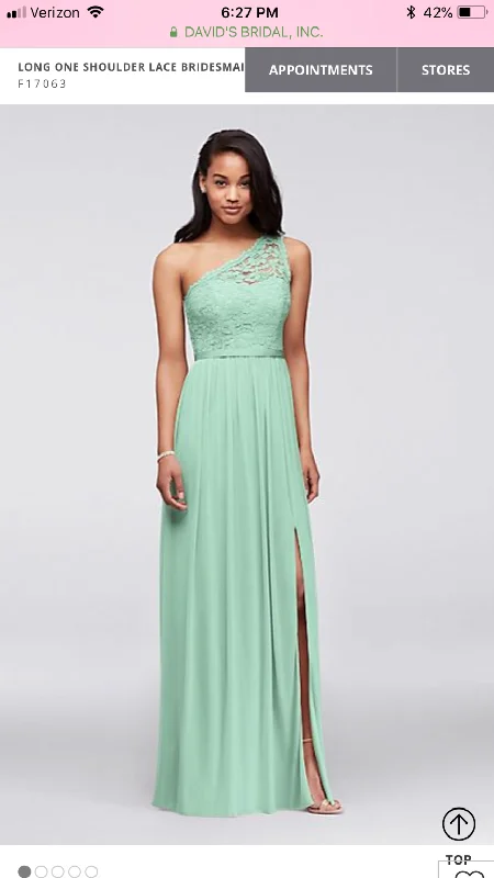 Hurry In David's Bridal F17063 Long One Shoulder Lace Bridesmaid Dress