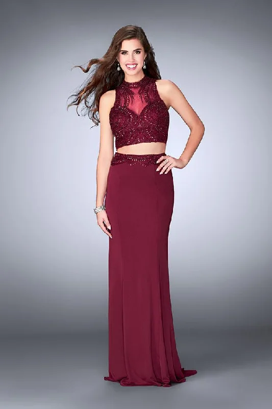 Sale Event La Femme Gigi - 24051 Two-Piece Bead-Crusted Illusion Long Evening Gown
