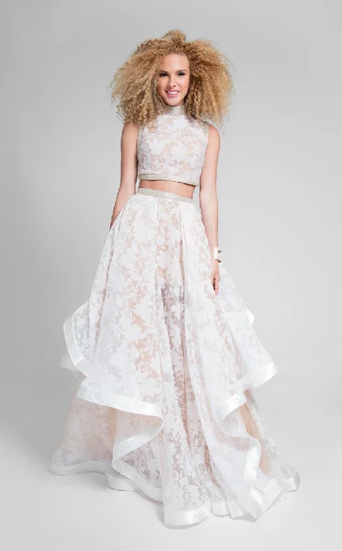 Blowout Sale Terani Couture - Two-Piece High Collar Gown with Lace Appliques 1711P2713