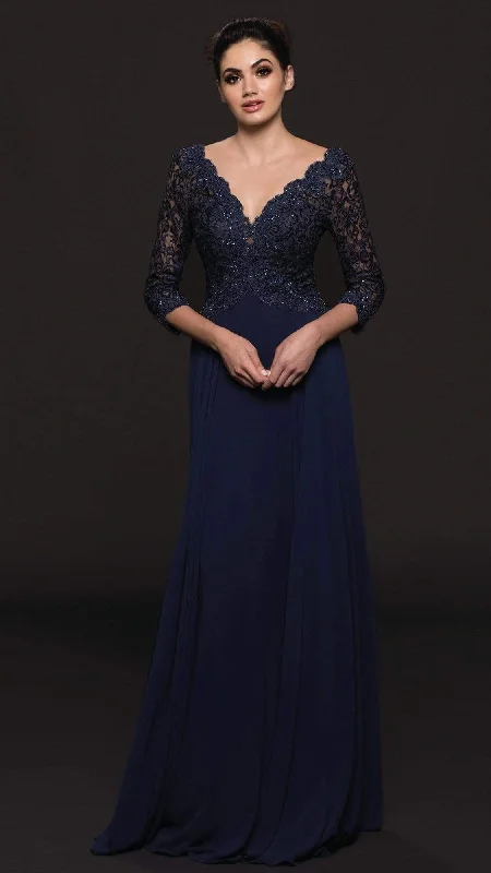 Limited Edition Marsoni by Colors - Quarter Sleeve Scalloped Lace Gown M225