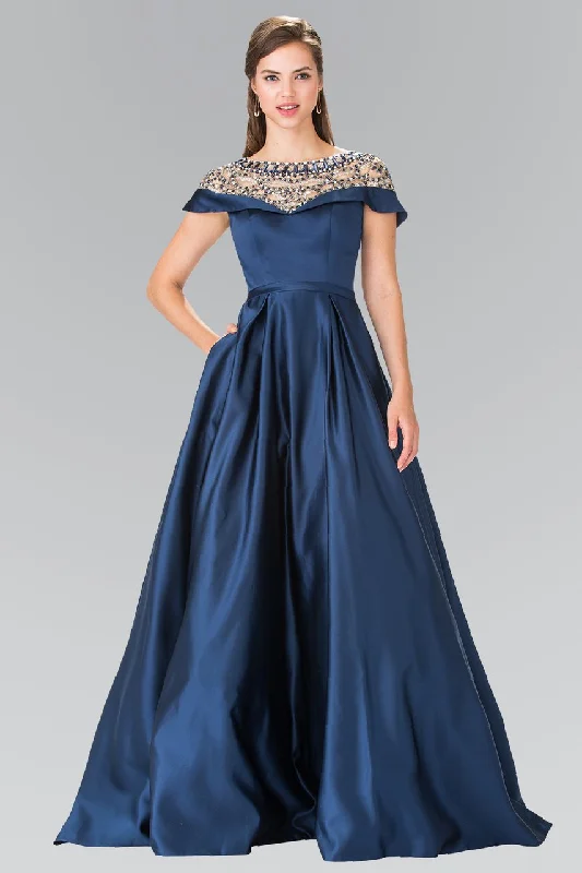 Discount Days Elizabeth K - GL2215 Sheer Embellished Neckline Evening Gown