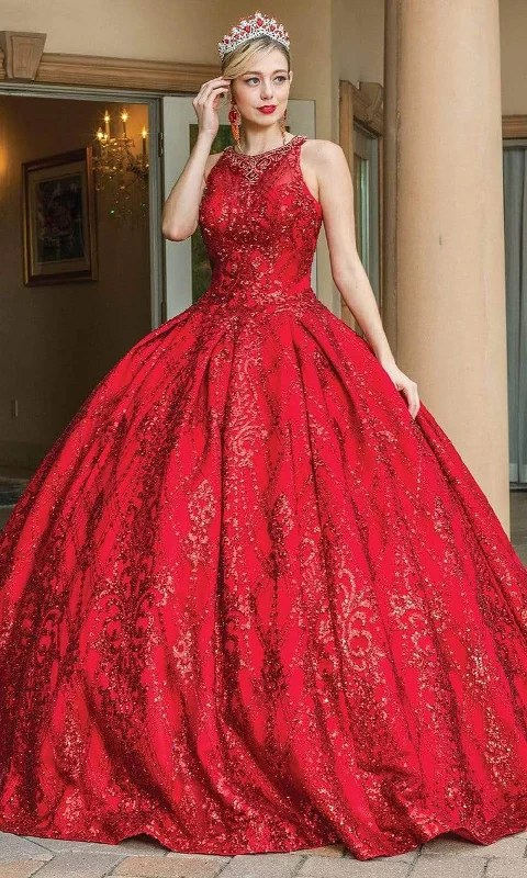 Clearance Event Dancing Queen - 1647 Bedazzled Jewel Neck Sequined Dress