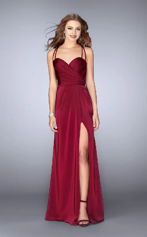 Special Discount La Femme - 24263 Strappy Back Sweetheart Long Jersey Prom Dress