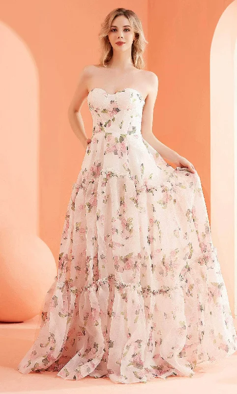 Weekend Deal J'Adore Dresses J22008 - Floral Frilled Prom Dress