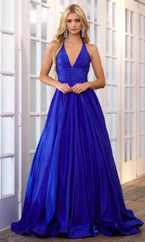 Savings Galore Ava Presley 39562 - V-Neck Pleated Waist Prom Gown