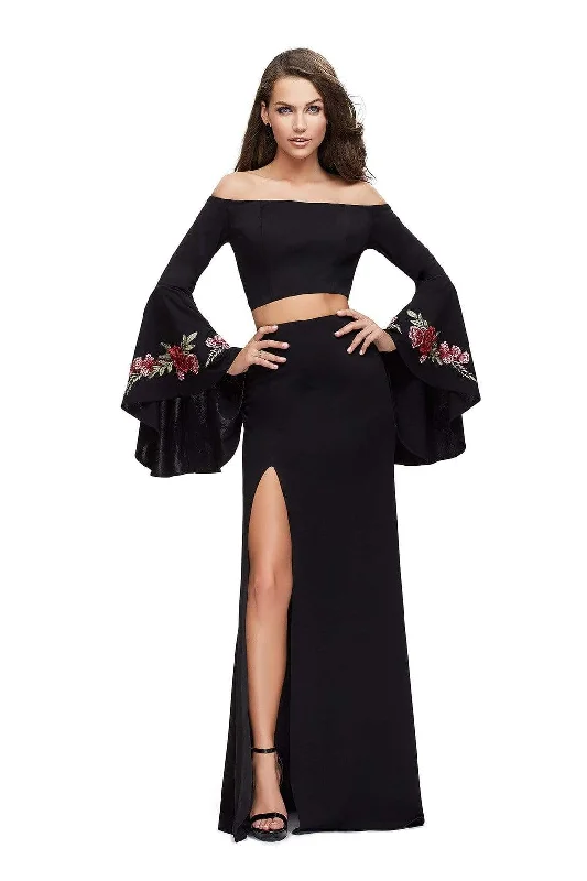 Price Fest La Femme - 25741 Two Piece Long Bell Sleeve Jersey Sheath Dress