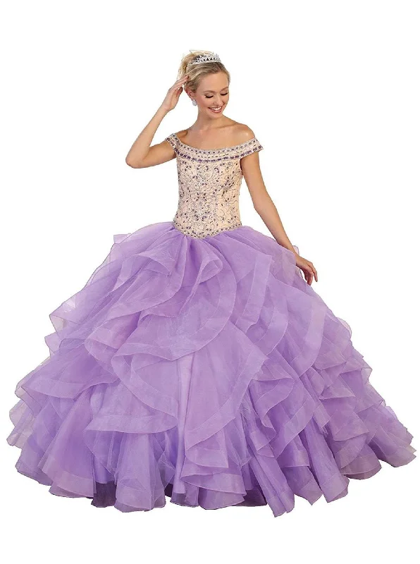Don’t Miss Out May Queen - Beaded Off-Shoulder Ruffled Quinceanera Ballgown