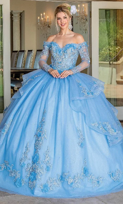 Big Savings Dancing Queen 1667 - Long Sleeve Quinceanera Ballgown
