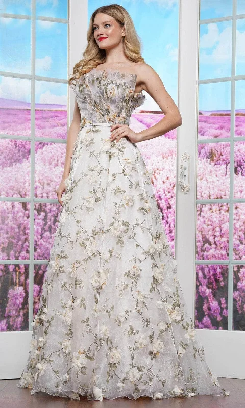 Great Deals Colors Dress 3502 - Strapless Neck 3D Floral Ballgown