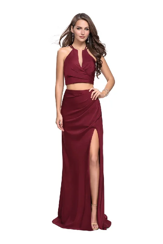 Big Savings La Femme - 25731 Two Piece Deep V-neck Ruched Sheath Dress
