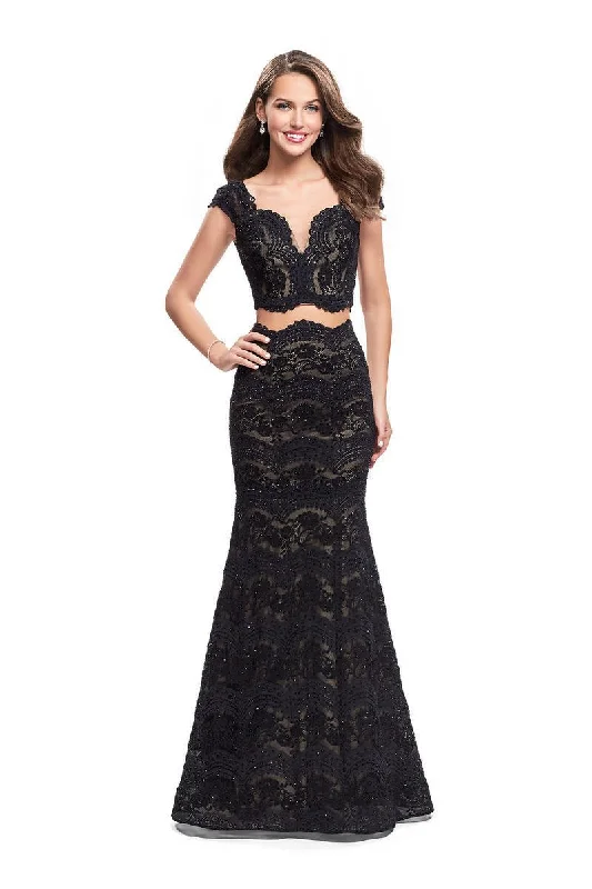 While Supplies Last La Femme - 25918 Two Piece V-neck Trumpet Dress