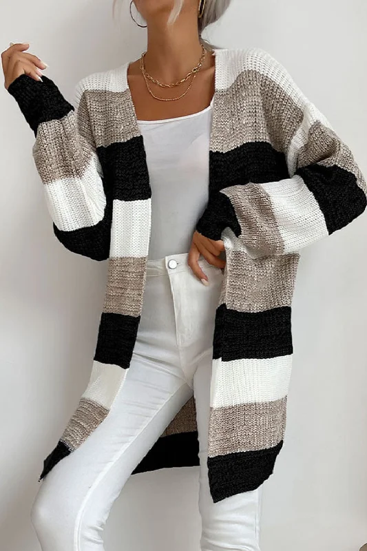 Daily Deals Striped Long Sleeve Duster Cardigan