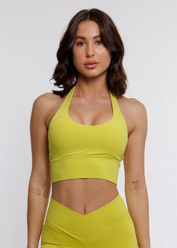 Price Reduction Elevate Halter Bra - Chartreuse