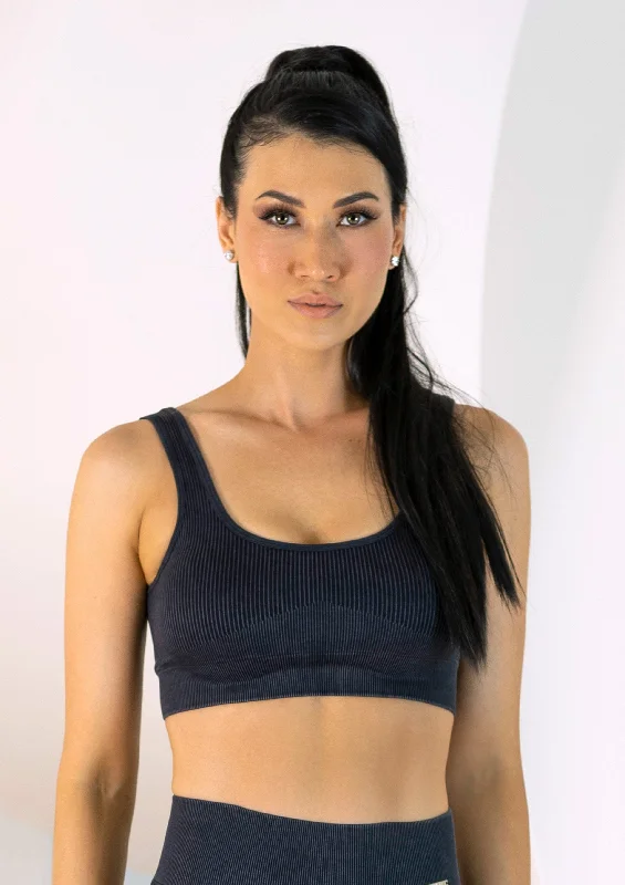 Best Bargains Graphite Ribbed Seamless Sports Bra