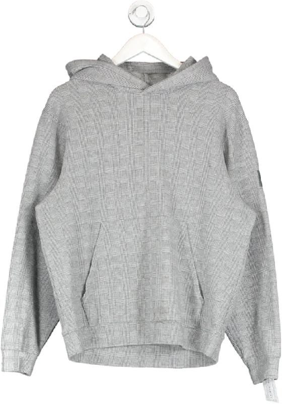 Factory Direct Sale Grey Oversized Checked Hoodie One Size